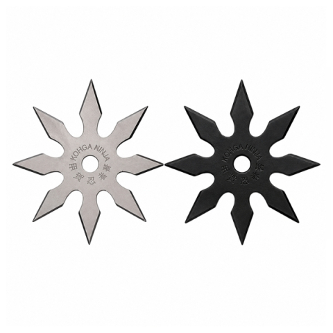 Cutite vanatoare - Set doua stele de aruncat DEPOX®, 8 colțuri, metalic, negru/argintiu, 10 cm