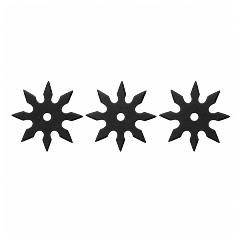 Cutite vanatoare - Set trei stele de aruncat DEPOX®, 8 colturi, metalic, negru, 10 cm