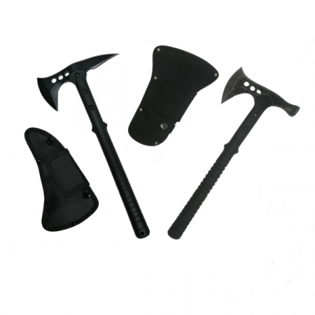 Set doua Topoare Survivor, otel inoxidabil, IdeallStore®, negru, 39 cm, teaca inclusa [1]