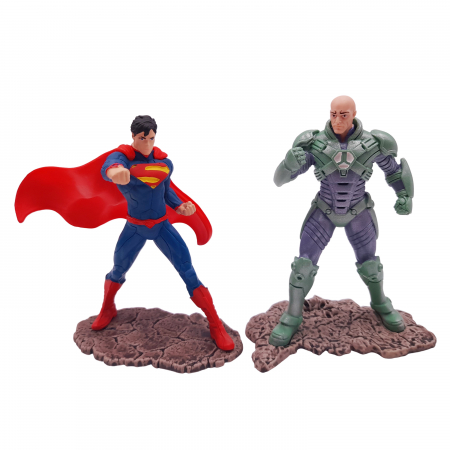 Figurine si masinute duble - Set figurine IdeallStore®, Superman vs Lex Luthor, plastic, editie de colectie, 11 cm