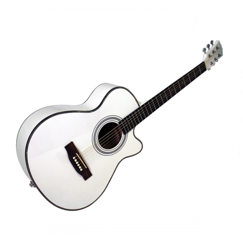 Set husa si chitara clasica din lemn, Cutaway alb, 95 cm [3]