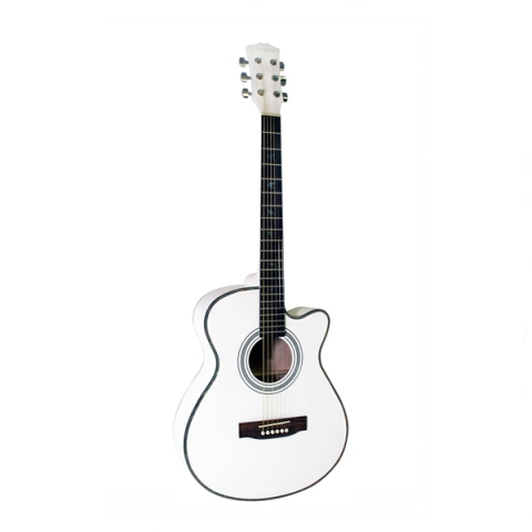 Set husa si chitara clasica din lemn, Cutaway alb, 95 cm [1]