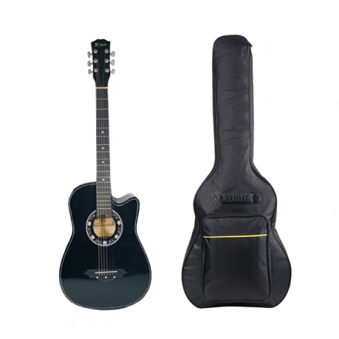 Chitare clasice - Set  husa si chitara clasica din lemn, Cutaway Country Black, 95 cm, negru
