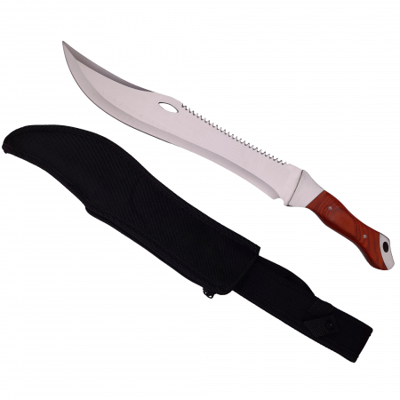 Set maceta de vanatoare IdeallStore®, Knife of Mind, otel inoxidabil, argintie, 46 cm si nunceag metalic [1]