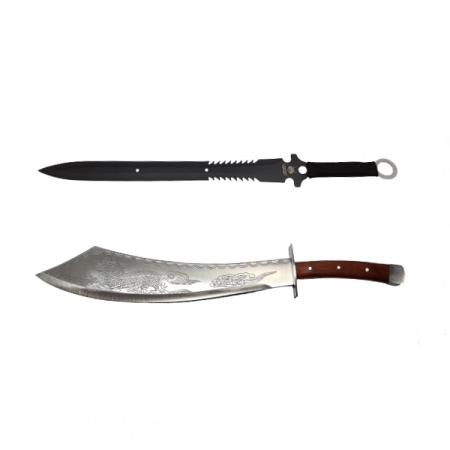 Sabii & Macete - Set maceta si sabie de vanatoare, IdeallStore, 64 cm , cutit de aruncat inclus