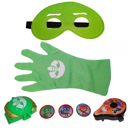 Accesorii costume copii - Set manusa si accesorii Eroi in Pijamale IdeallStore®, Sopi Neinfricatul, marime universala, verde
