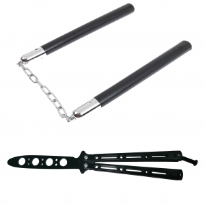 SPORT & TIMP LIBER - Set Nunceag, 31 cm si briceag fluture, 22 cm, negru
