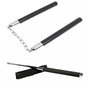 SPORT & TIMP LIBER - Set Nunceag, 31 cm si baston telescopic 65 cm, argintiu