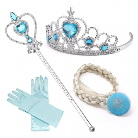 Costume Halloween copii - Set patru accesorii printesa Elsa Frozen ,IdeallStore®, 3-12 ani