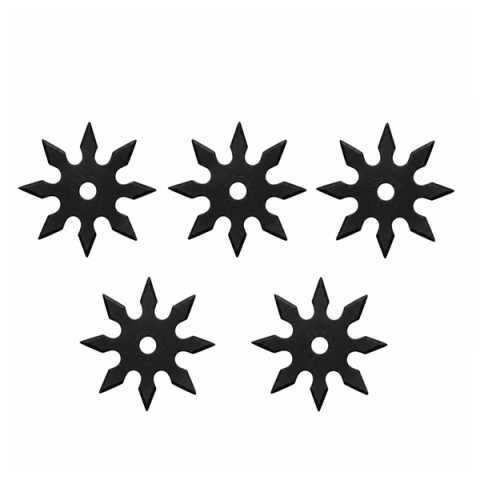 Cutite vanatoare - Set cinci stele de aruncat DEPOX®, 8 colturi, metalic, negru, 10 cm
