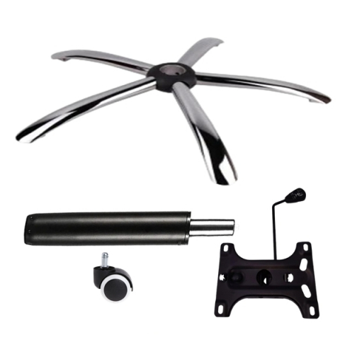 Accesorii mese si scaune - Set placuta balans metalica 20 cm x 15 cm, baza 60 cm, rolă universală  cauciuc si cilindru piston, gaz, pentru scaune birou, negru, 35 cm