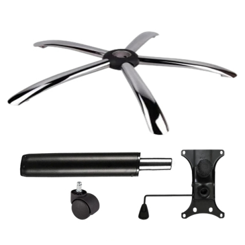 CASA SI GRADINA - Set placuta balans metalica 20 cm x 15 cm, baza 60 cm, rolă universală  Ø11 mm si cilindru piston, gaz, pentru scaune birou, negru, 35 cm