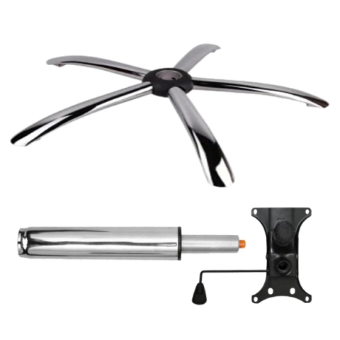 Accesorii mese si scaune - Set placuta balans metalica 20 cm x 15 cm, baza 60 cm si cilindru piston, gaz, pentru scaune birou, argintiu, 35 cm