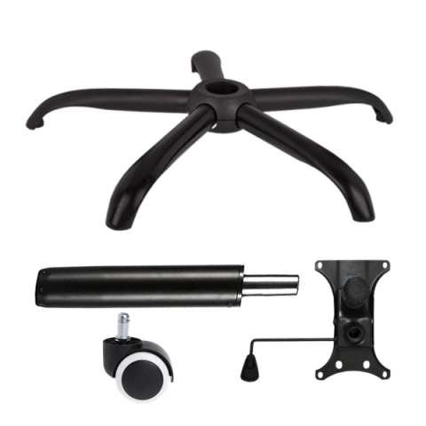 Accesorii mese si scaune - Set placuta balans metalica 20 cm x 15 cm, baza 64 cm, rola universala cauciuc si cilindru piston, gaz, pentru scaune birou, negru, 35 cm