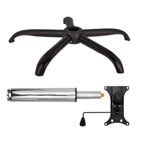 Accesorii mese si scaune - Set placuta balans metalica 20 cm x 15 cm, baza 64 cm si cilindru piston, gaz, pentru scaune birou, argintiu, 35 cm