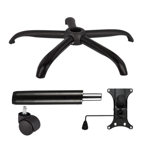 CASA SI GRADINA - Set placuta balans metalica 20 cm x 15 cm, baza 64 cm, rola universala si cilindru piston, gaz, pentru scaune birou, negru, 35 cm