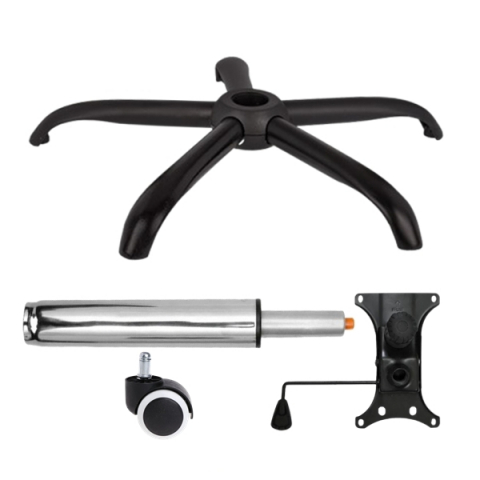 Accesorii mese si scaune - Set placuta balans metalica 20 cm x 15 cm, rolă universală cauciuc mm,baza 64 cm si cilindru piston, gaz, pentru scaune birou, argintiu, 35 cm