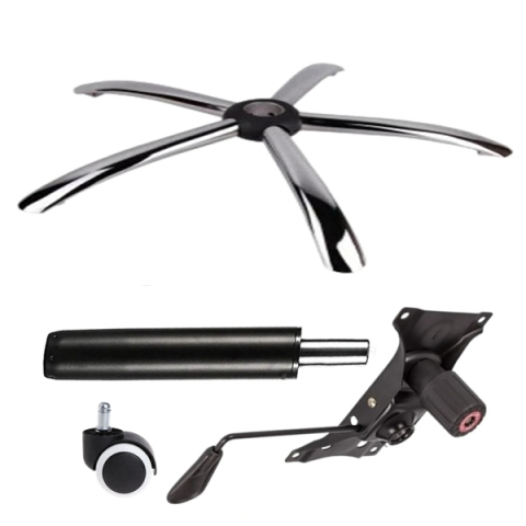 Accesorii mese si scaune - Set placuta balans metalica 22 cm x 15 cm, baza 60 cm, rolă universală  cauciuc si cilindru piston, gaz, pentru scaune birou, negru, 35 cm