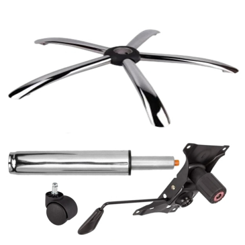 CASA SI GRADINA - Set placuta balans metalica 22 cm x 15 cm, baza 60 cm, rolă universală  Ø11 si cilindru piston, gaz, pentru scaune birou, argintiu, 35 cm