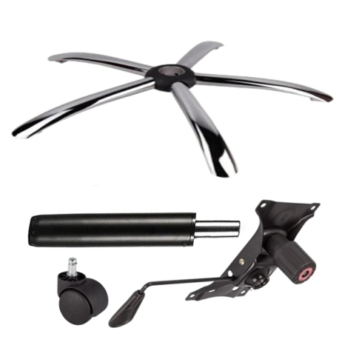 Accesorii mese si scaune - Set placuta balans metalica 22 cm x 15 cm, baza 60 cm, rolă universală  Ø11 mm  si cilindru piston, gaz, pentru scaune birou, negru, 35 cm