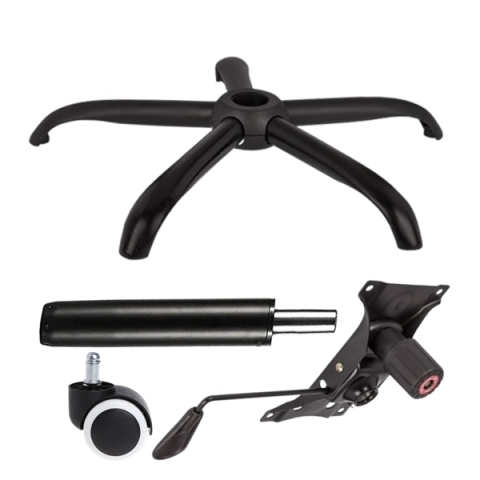 Accesorii mese si scaune - Set placuta balans metalica 22 cm x 15 cm, baza 64 cm, rola universala cauciuc si cilindru piston, gaz, pentru scaune birou, negru, 35 cm