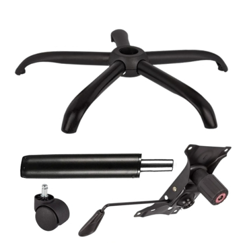 Accesorii mese si scaune - Set placuta balans metalica 22 cm x 15 cm, baza 64 cm, rola universala si cilindru piston, gaz, pentru scaune birou, negru, 35 cm