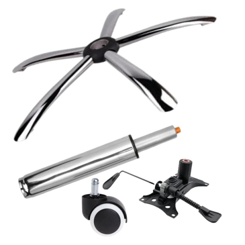 Accesorii mese si scaune - Set placuta balans metalica 25 x 15 cm, baza 60 cm, rolă universală cauciuc si cilindru piston, gaz, pentru scaune birou, argintiu, 35 cm
