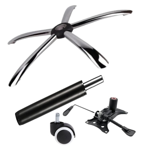 Accesorii mese si scaune - Set placuta balans metalica 25 x 15 cm, baza 60 cm, rolă universala cauciuc si cilindru piston, gaz, pentru scaune birou, negru, 35 cm