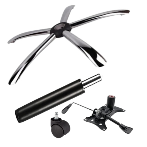 CASA SI GRADINA - Set placuta balans metalica 25 x 15 cm, baza 60 cm, rolă universală  Ø11 mm si cilindru piston, gaz, pentru scaune birou, negru, 35 cm
