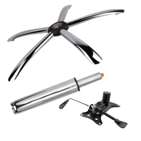 CASA SI GRADINA - Set placuta balans metalica 25 x 15 cm, baza 60 cm si cilindru piston, gaz, pentru scaune birou, argintiu, 35 cm