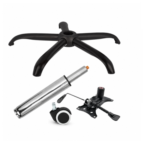 CASA SI GRADINA - Set placuta balans metalica 25 x 15 cm, baza 64 cm, rolă universală cauciuc si cilindru piston, gaz, pentru scaune birou, argintiu, 35 cm