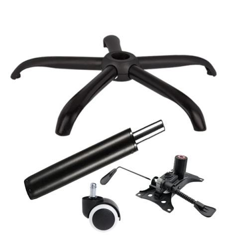 Accesorii mese si scaune - Set placuta balans metalica 25 x 15 cm, baza 64 cm, rola universala cauciuc si cilindru piston, gaz, pentru scaune birou, negru, 35 cm