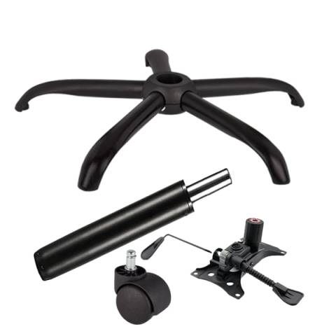 Accesorii mese si scaune - Set placuta balans metalica 25 x 15 cm, baza 64 cm, rola universala si cilindru piston, gaz, pentru scaune birou, negru, 35 cm