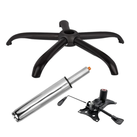 Accesorii mese si scaune - Set placuta balans metalica 25 x 15 cm, baza 64 cm si cilindru piston, gaz, pentru scaune birou, argintiu, 35 cm