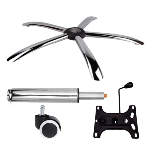 Accesorii mese si scaune - Set placuta balans metalica 26 x 15 cm, baza 60 cm, rolă universală cauciuc si cilindru piston, gaz, pentru scaune birou, argintiu, 35 cm