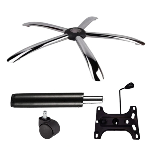CASA SI GRADINA - Set placuta balans metalica 26 x 15 cm, baza 60 cm, rolă universală  Ø11 mm si cilindru piston, gaz, pentru scaune birou, negru, 35 cm