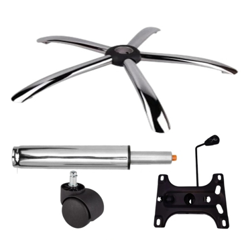 Accesorii mese si scaune - Set placuta balans metalica 26 x 15 cm, baza 60 cm, rolă universală  Ø11 mm si cilindru piston, gaz, pentru scaune birou, argintiu, 35 cm