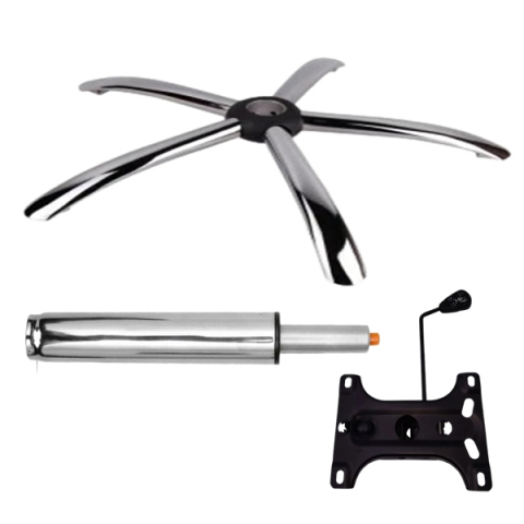 Accesorii mese si scaune - Set placuta balans metalica 26 x 15 cm, baza 60 cm si cilindru piston, gaz, pentru scaune birou, argintiu, 35 cm