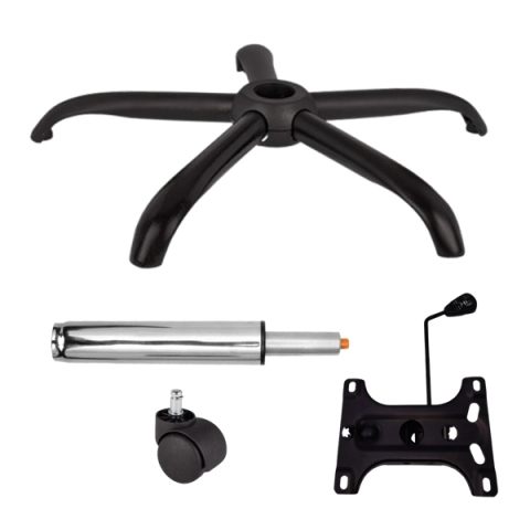 Accesorii mese si scaune - Set placuta balans metalica 26 x 15 cm, baza 64 cm, rolă universală Ø11 mm si cilindru piston, gaz, pentru scaune birou, argintiu, 35 cm