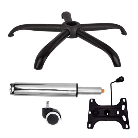 Accesorii mese si scaune - Set placuta balans metalica 26 x 15 cm, baza 64 cm, rolă universală cauciuc si cilindru piston, gaz, pentru scaune birou, argintiu, 35 cm
