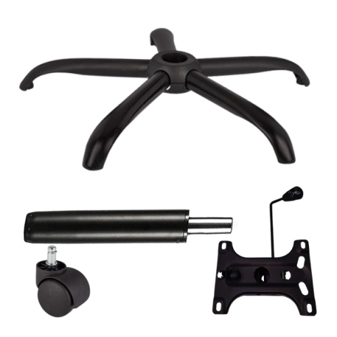 Accesorii mese si scaune - Set placuta balans metalica 26 x 15 cm, baza 64 cm, rola universala cauciuc si cilindru piston, gaz, pentru scaune birou, negru, 35 cm