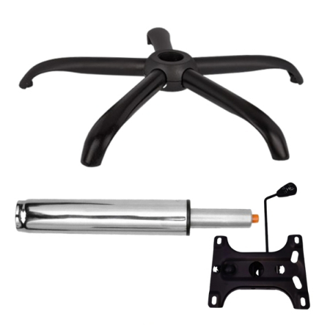 Accesorii mese si scaune - Set placuta balans metalica 26 x 15 cm, baza 64 cm si cilindru piston, gaz, pentru scaune birou, argintiu, 35 cm