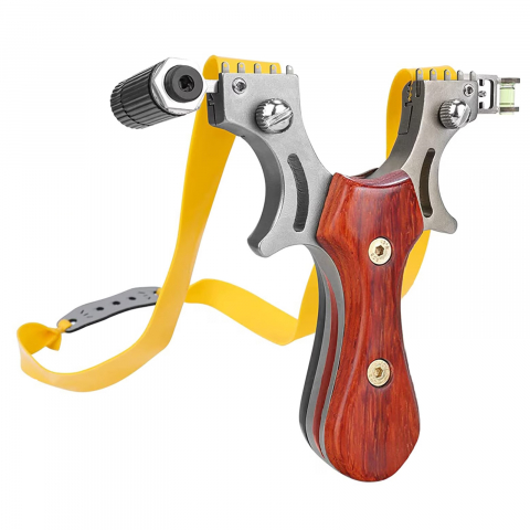 Set prastie cu lase, Sling Queen, metalic, 11.5 cm, cu boloboc, maner lemn, maro si 300 bile de 10 mm [1]