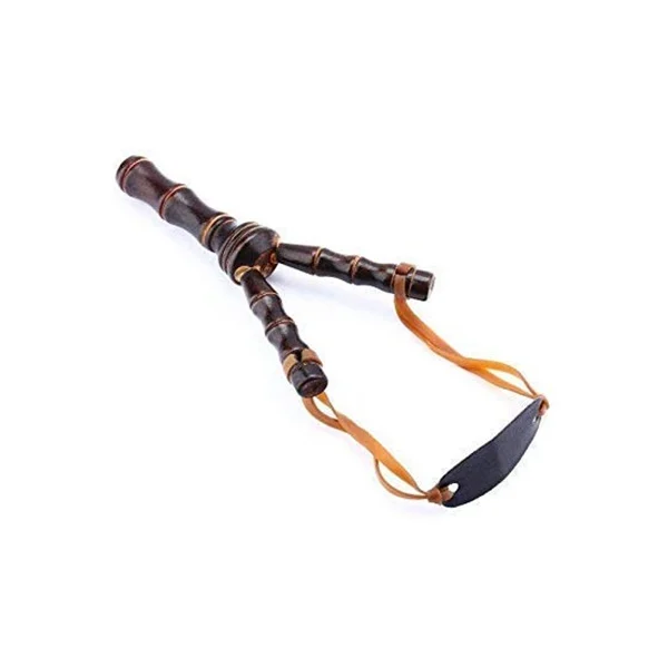 Set praștie din lemn si 100 bile metalice 6 mm pentru airsoft si prastie, 19 cm, Maro [4]