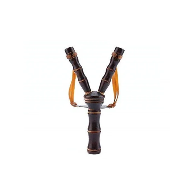 Set praștie din lemn si 300 bile metalice 10 mm pentru airsoft si prastie, 19 cm, Maro [1]