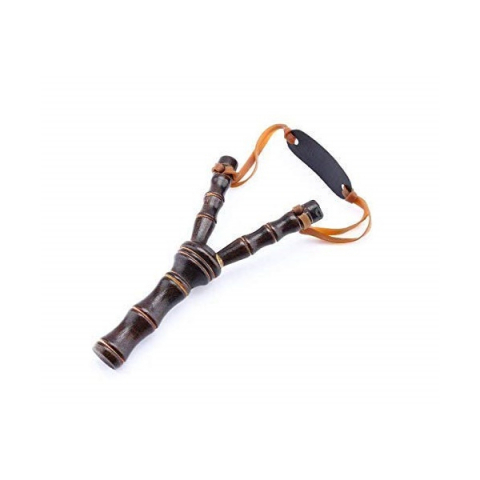 Set praștie din lemn si 100 bile metalice 8 mm pentru airsoft si prastie, 19 cm, Maro [7]