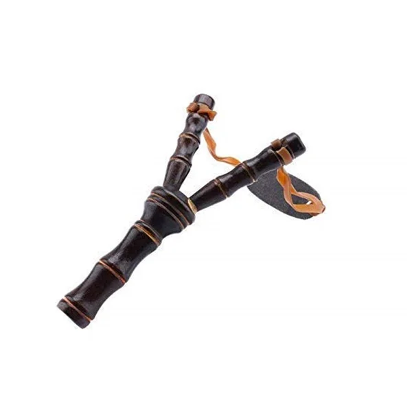 Set praștie din lemn si 200 bile metalice 10 mm pentru airsoft si prastie, 19 cm, Maro [2]