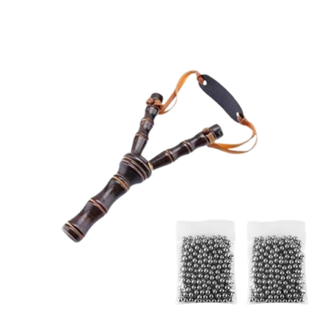 SPORT & TIMP LIBER - Set praștie din lemn si 200 bile metalice 10 mm pentru airsoft si prastie, 19 cm, Maro