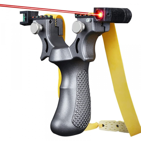 Set prastie laser IdeallStore®, Sling King, plastic, 11.5 cm, boloboc, argintiu si 200 bile de 6 mm [2]