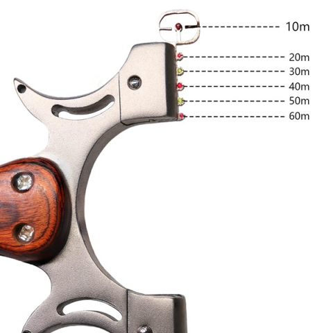 Set prastie metalica cu laser si 300 bile metalice 9 mm, 12 cm, boloboc, maner lemn, maro, husa inclusa [11]